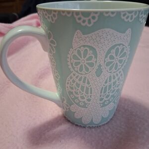 Ceramic Blue Owl Lace-Pattern Coffee Mug